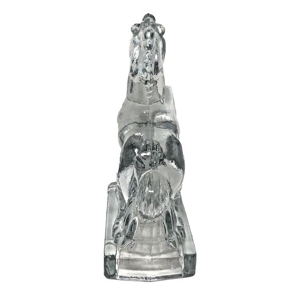 LE Smith Glass Horse Bookends Clear Equestrian Vintage MCM 8" tall Set of 2 - Picture 10 of 12